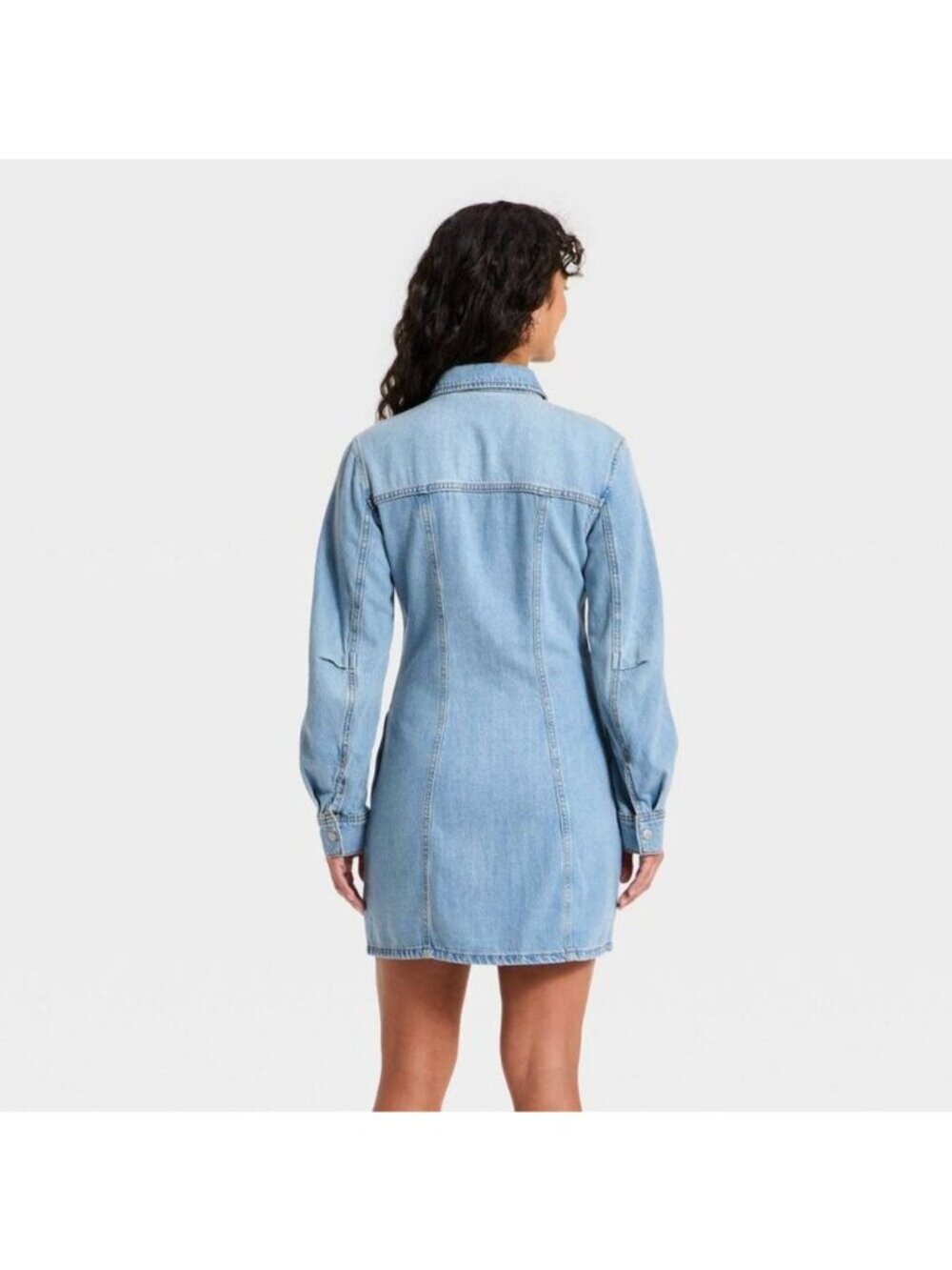 Universal Thread Denim Shirt Dress Snap Buttons Long Sleeve Size 2 With Pockets - Picture 2 of 7